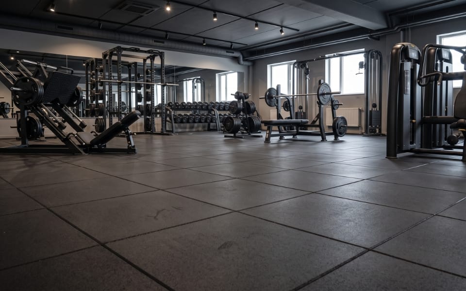 ReFlex Gym Pro+ tile floor in a free weight and machine training area